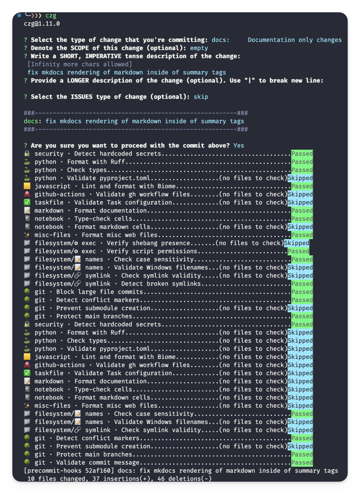 Pre-commit Final Result